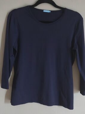 J. Mclaughlin Signature Top Navy Size M Catalina Cloth EUC